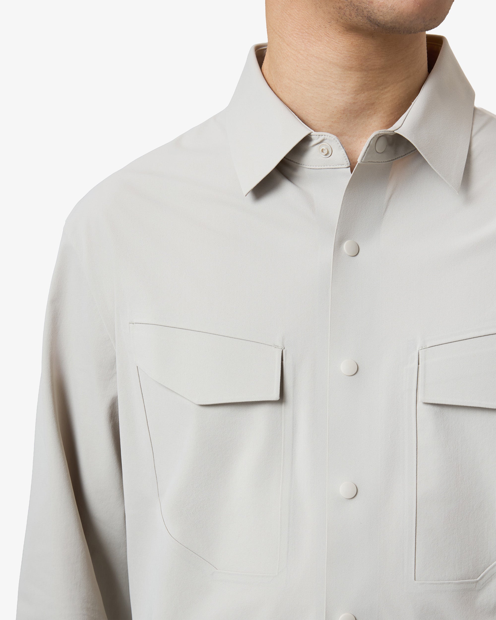 Stretch Pocket Overshirt - Light Grey
