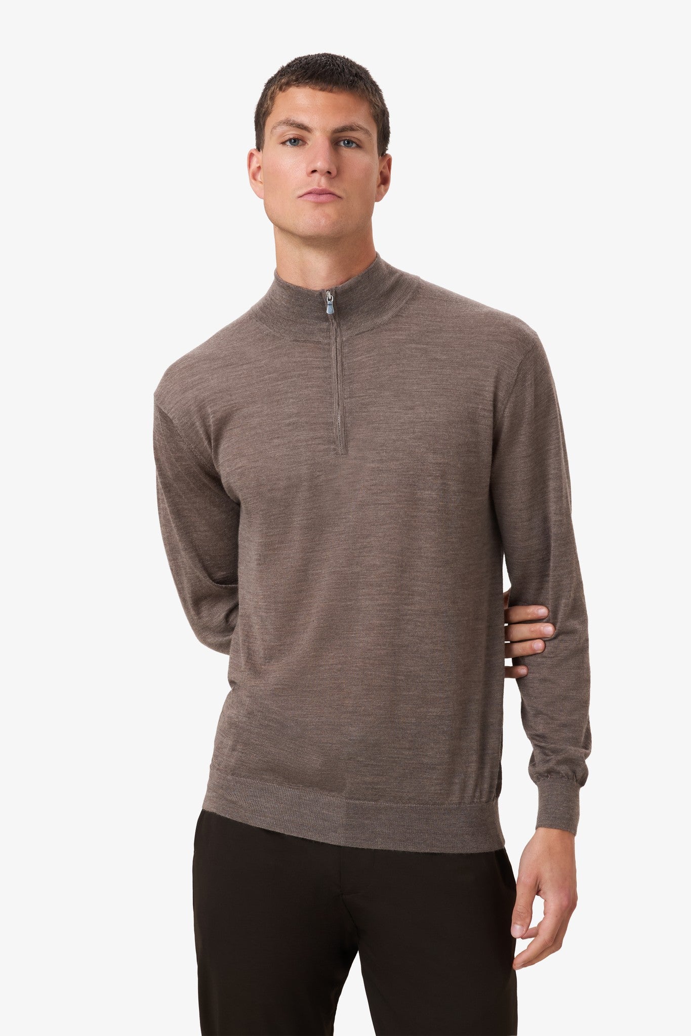 Half Quarter Zip Mud 10%Cashmere 90%Merinowool