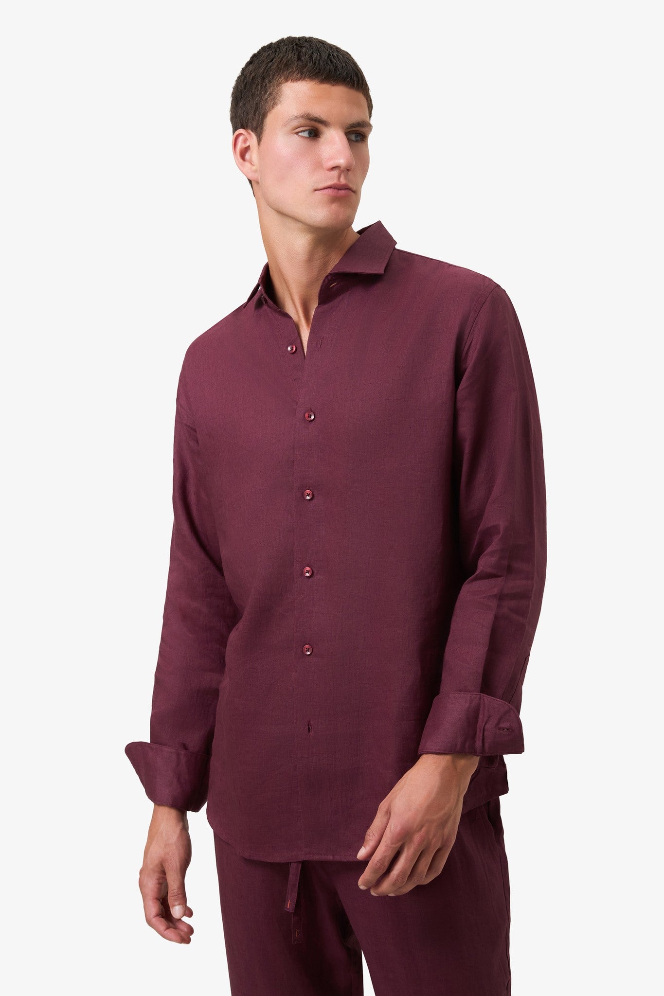 Woven 100% Linen Shirt Grape Purple