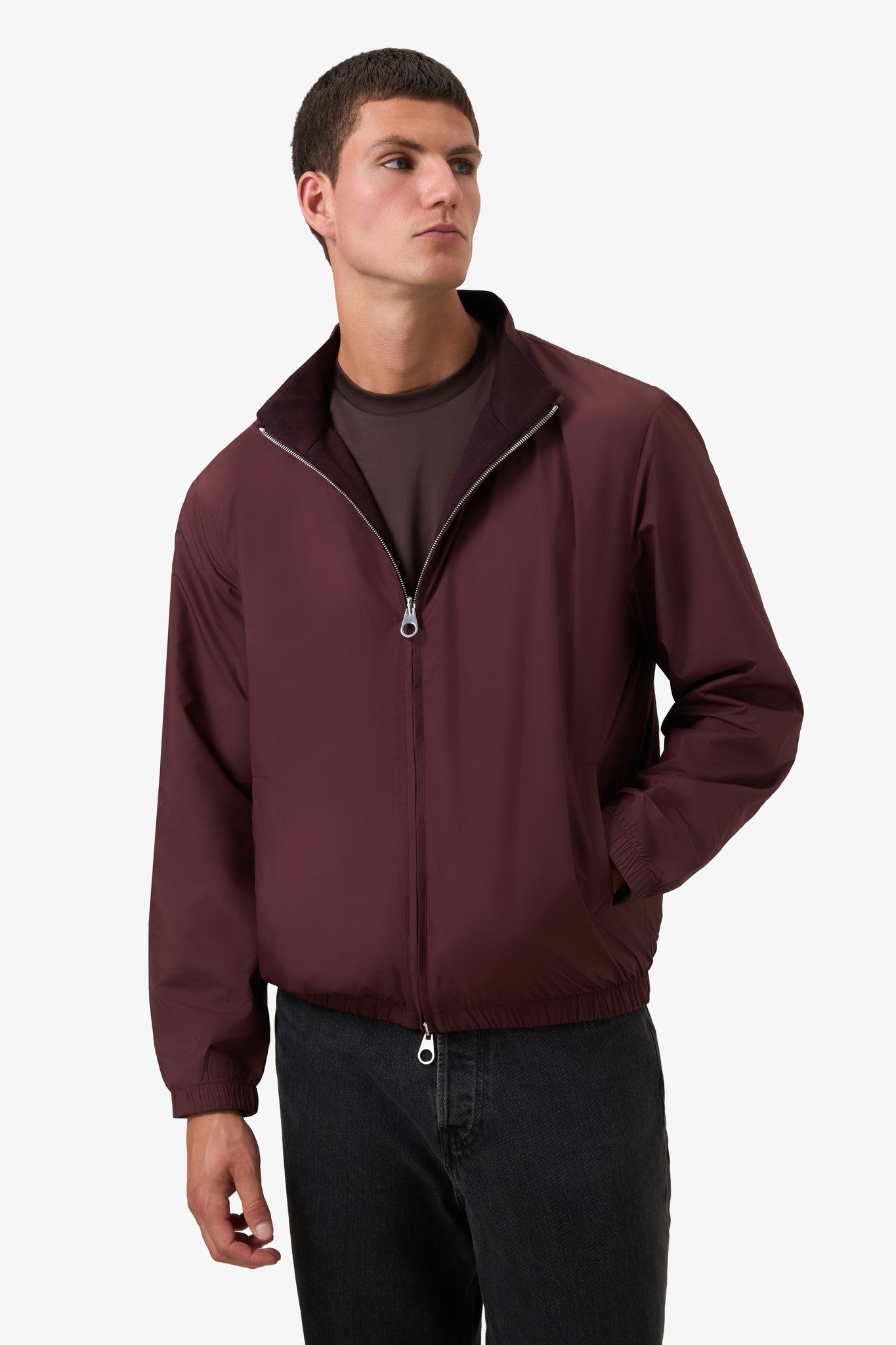Reversible Stand-Up Collar Jacket Burgundy