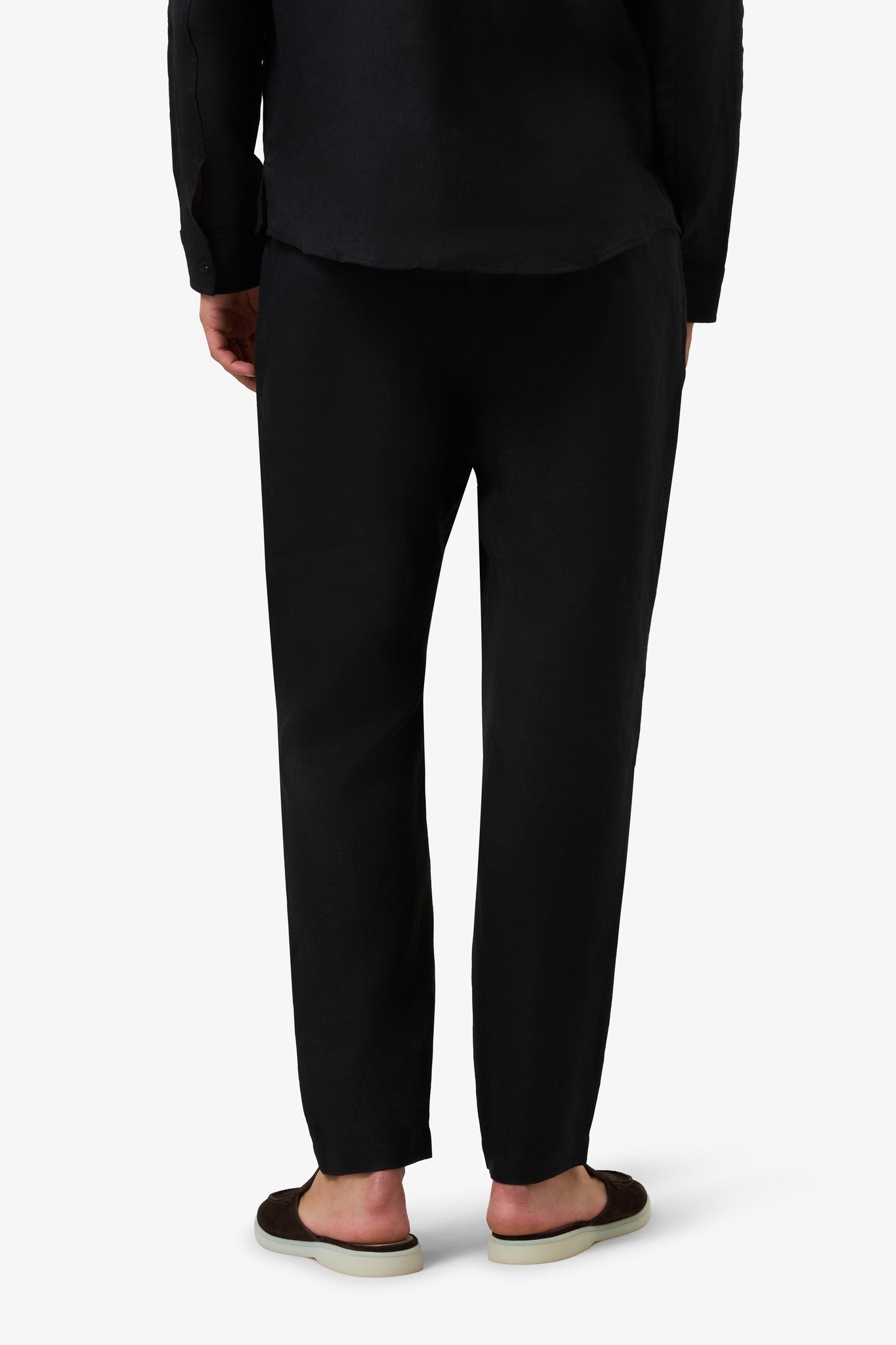 Woven Linen Trouser Black