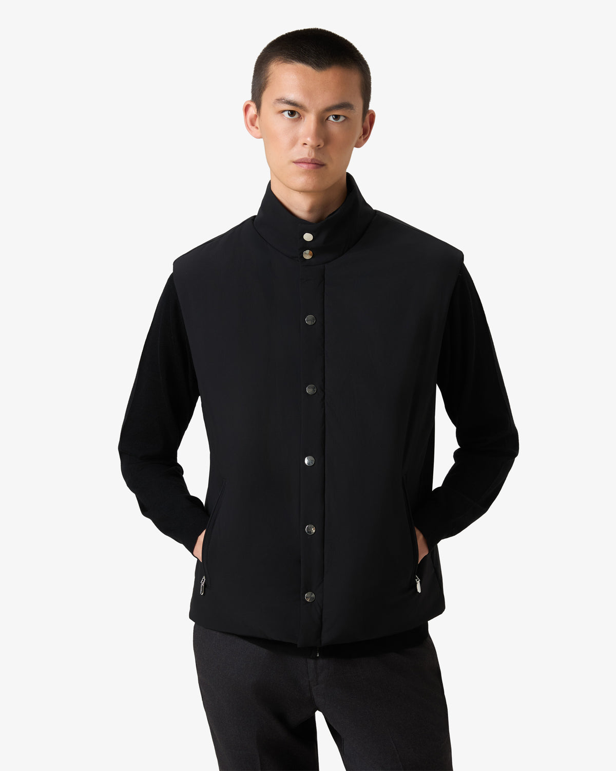 Bodywarmer Black Silver Button