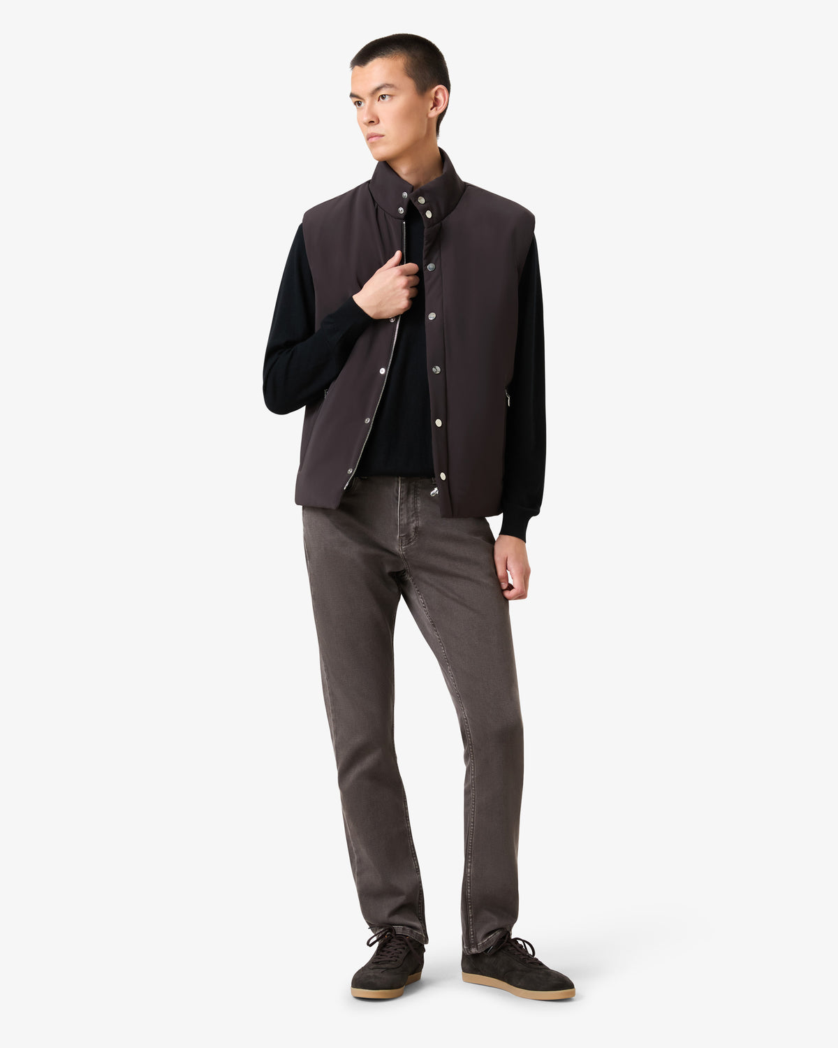 Bodywarmer Brown Silver Button