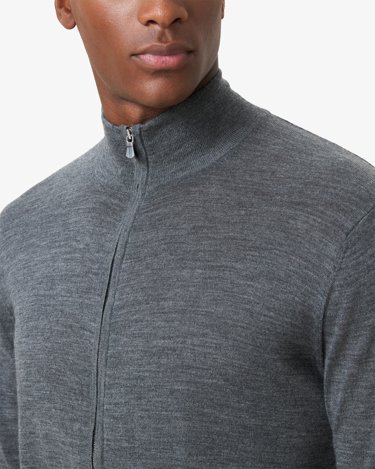 Cashmere Wool Full Zip Vest - Dark Grey
