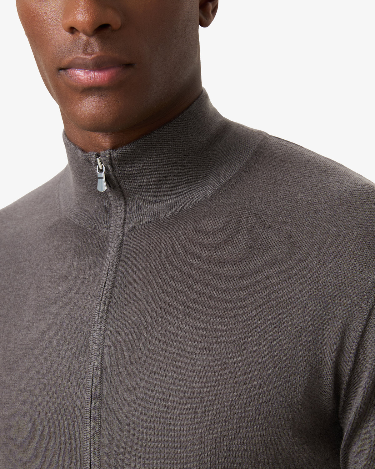 Cashmere Wool Full Zip Vest - Wood Carving