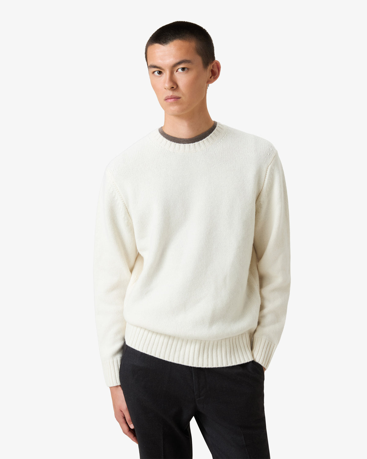 Cashmere Wool Crewneck Sweater - Mozarella