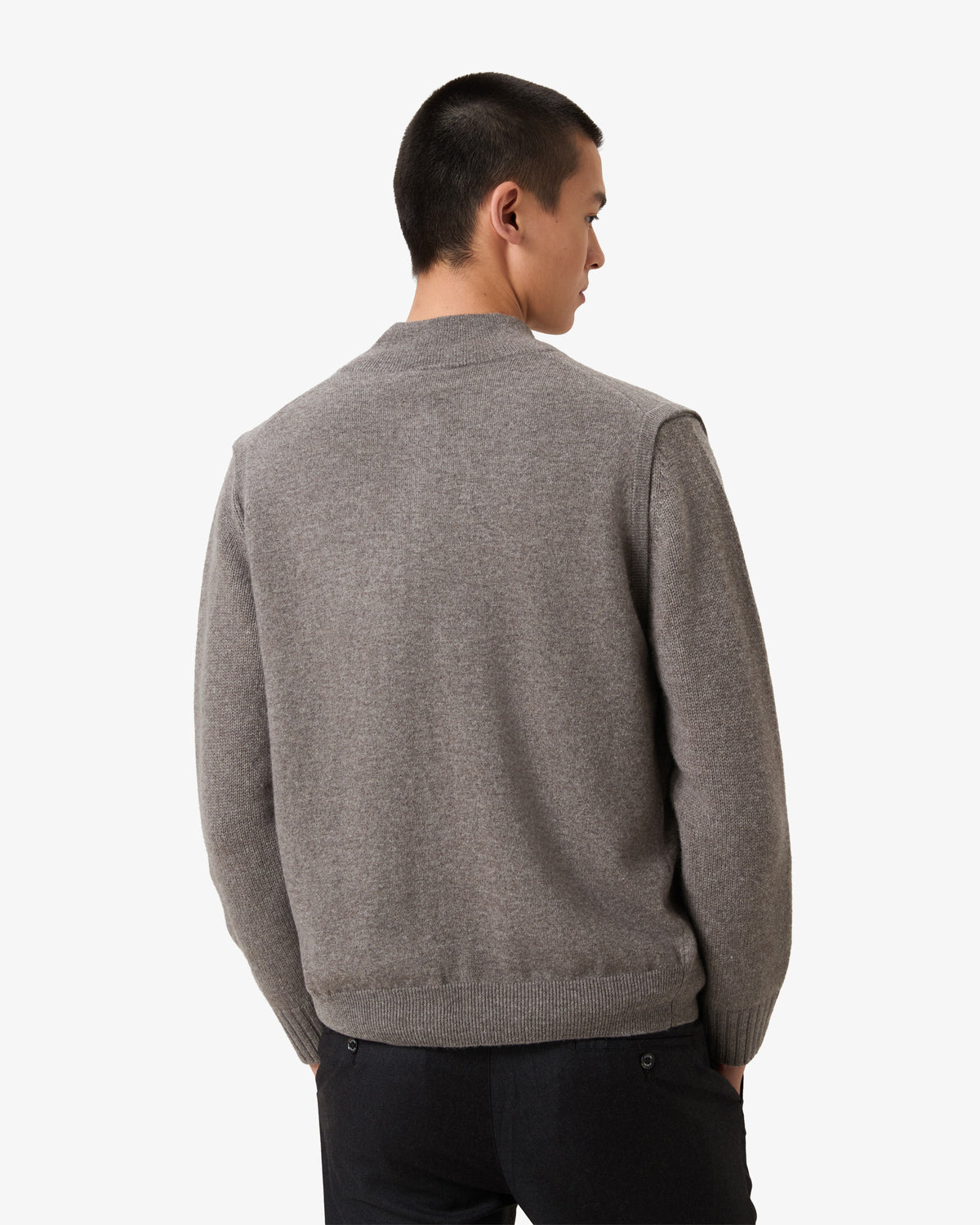 Cashmere Wool Sleeveless Zip Vest Gilet - Vapor