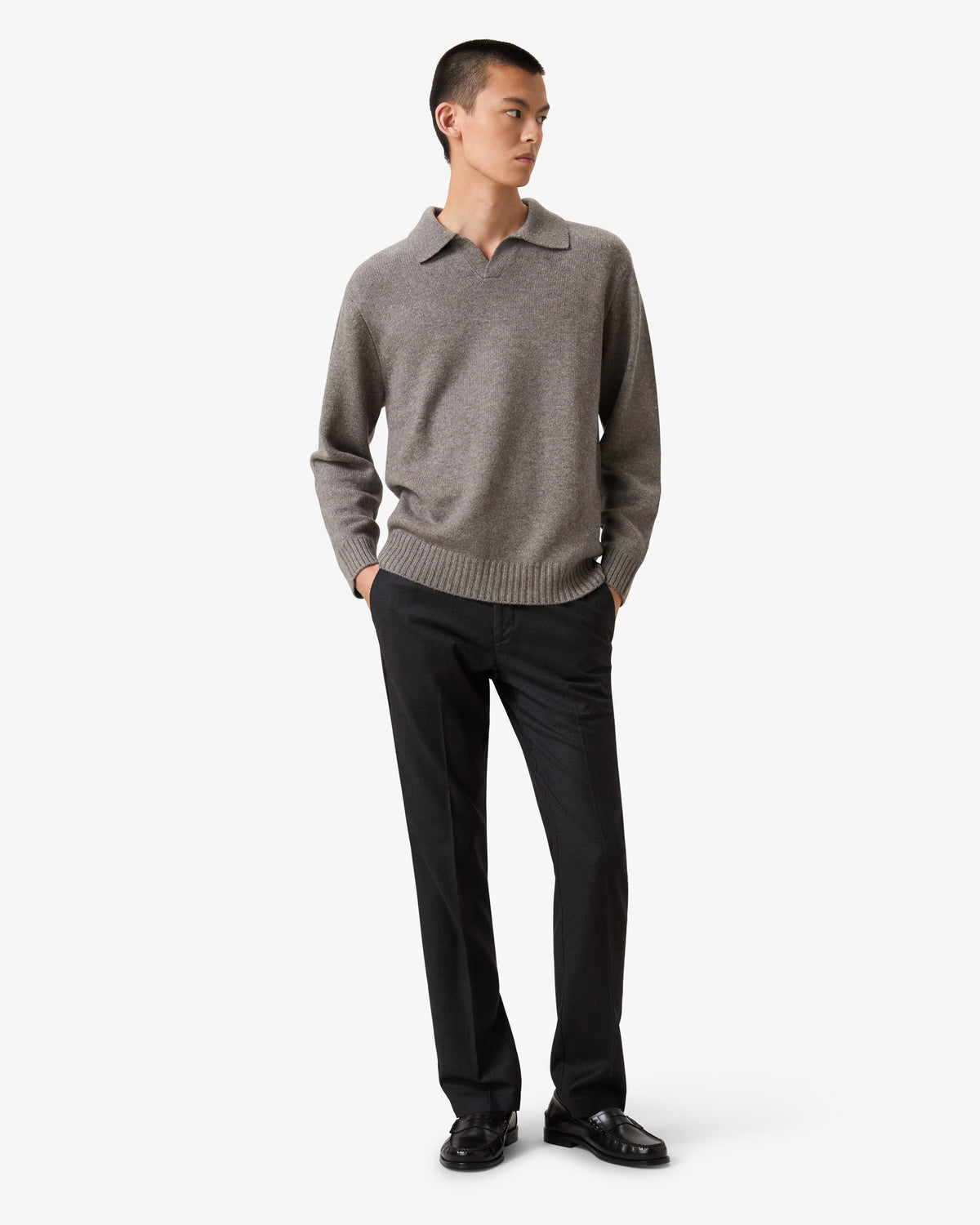 Cashmere Wool V Neck Sweater - Vapor