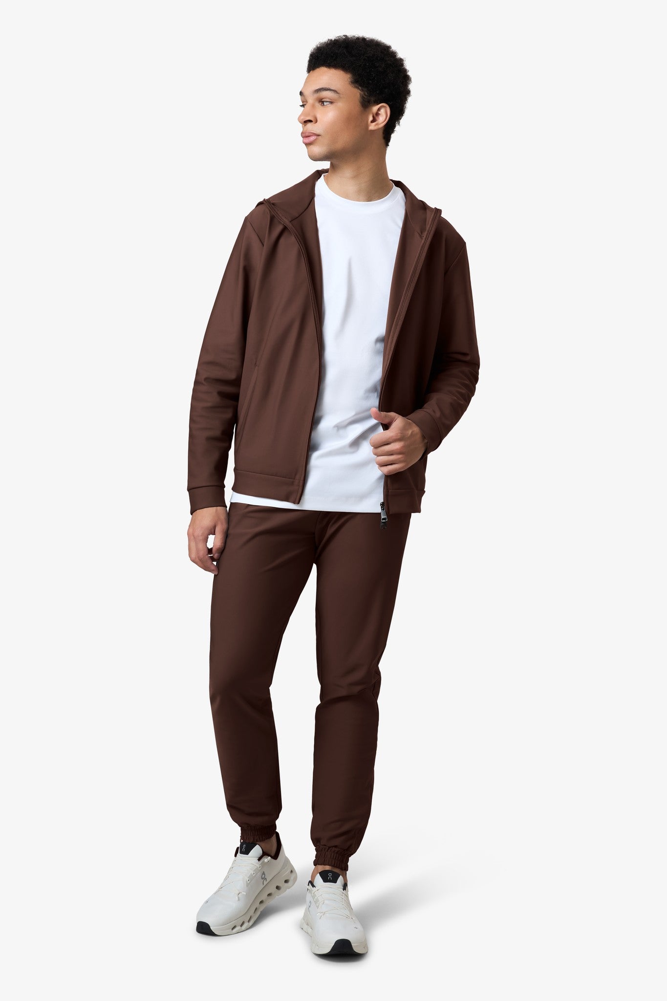 Hooded Tracksuit Vest Brown