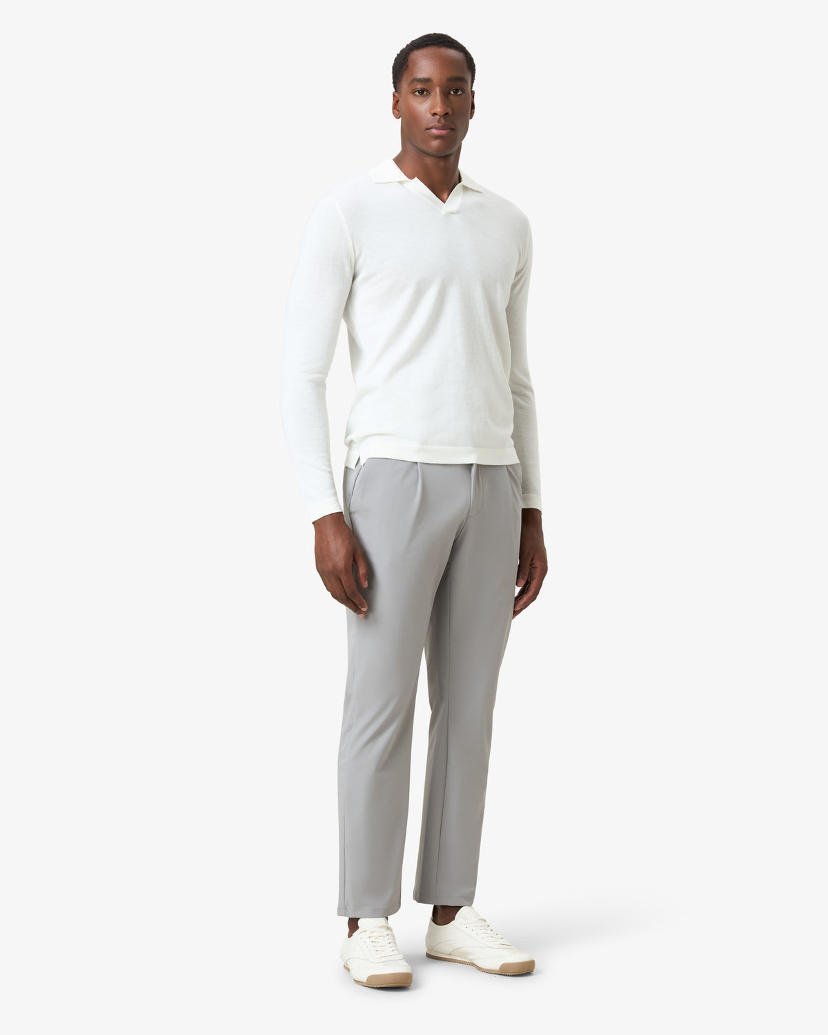 Merino Wool Polo Shirt - Vanilla White