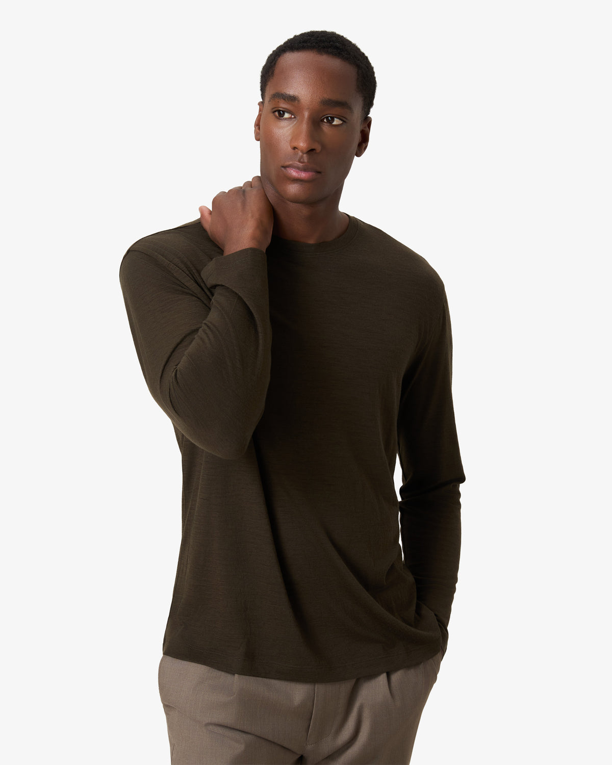 Wool Longsleeve T-shirt - Army Green