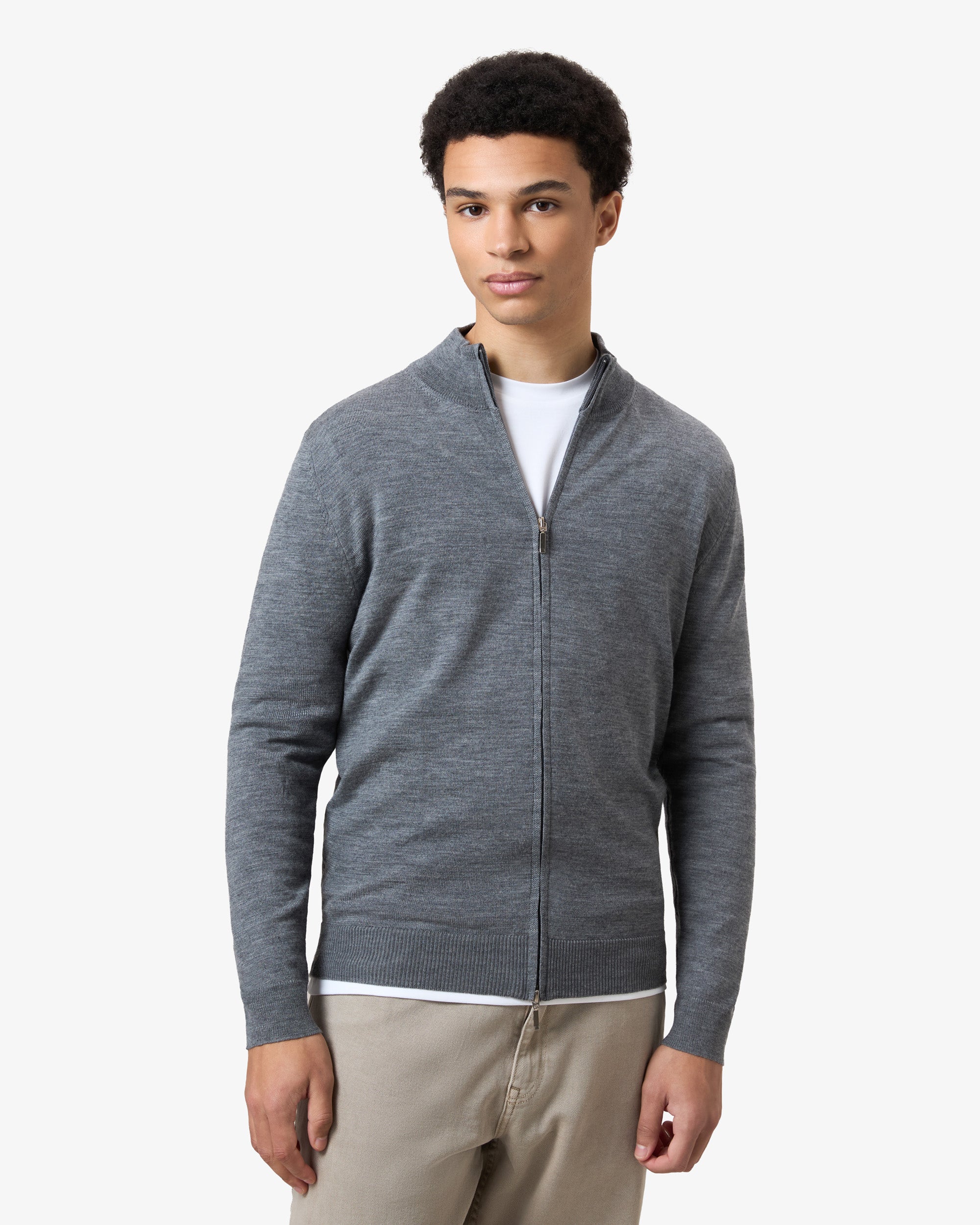 Wool Zip Vest Dark Grey