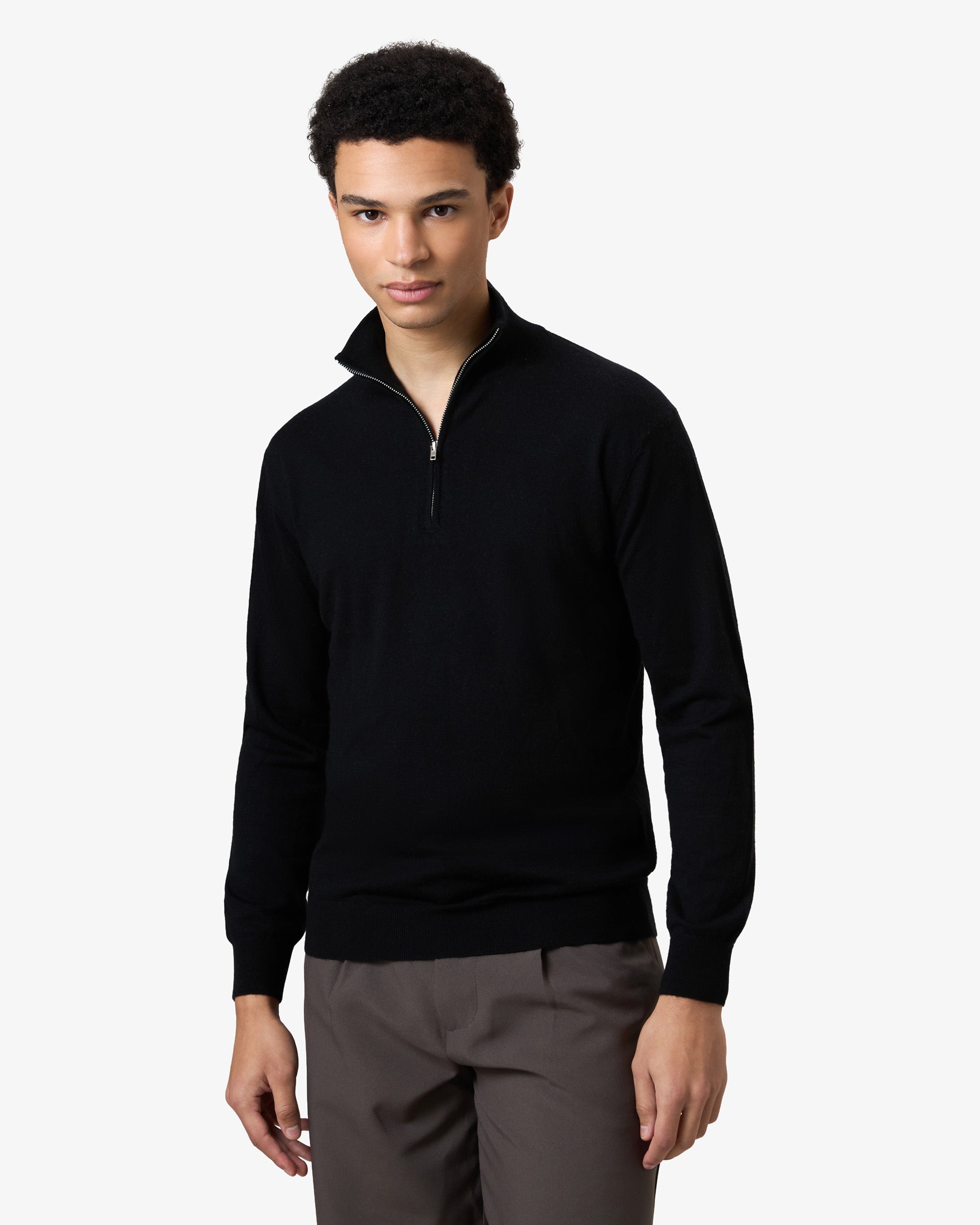 Cashmere half zip - black