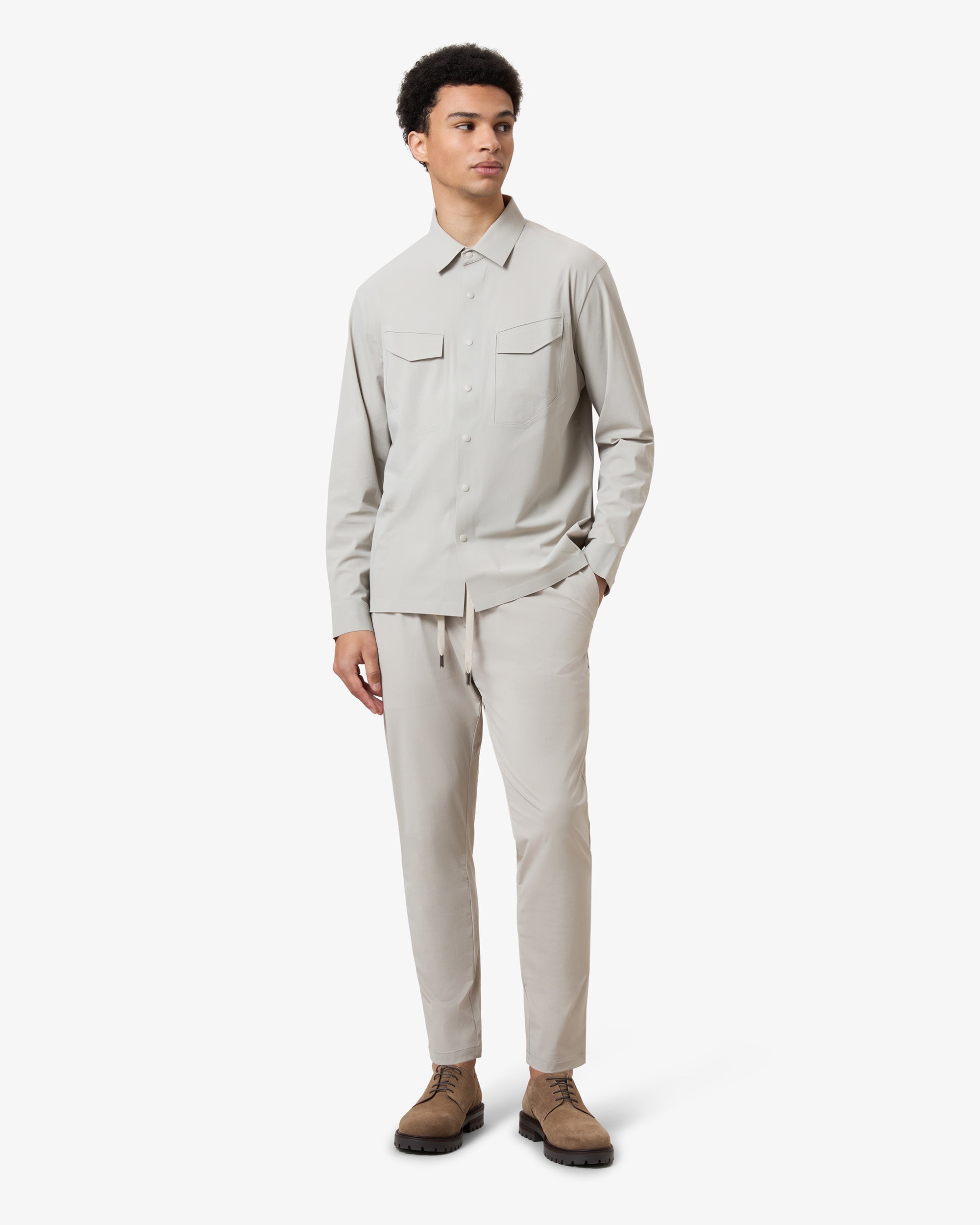 Stretch Pocket Overshirt - Light Grey