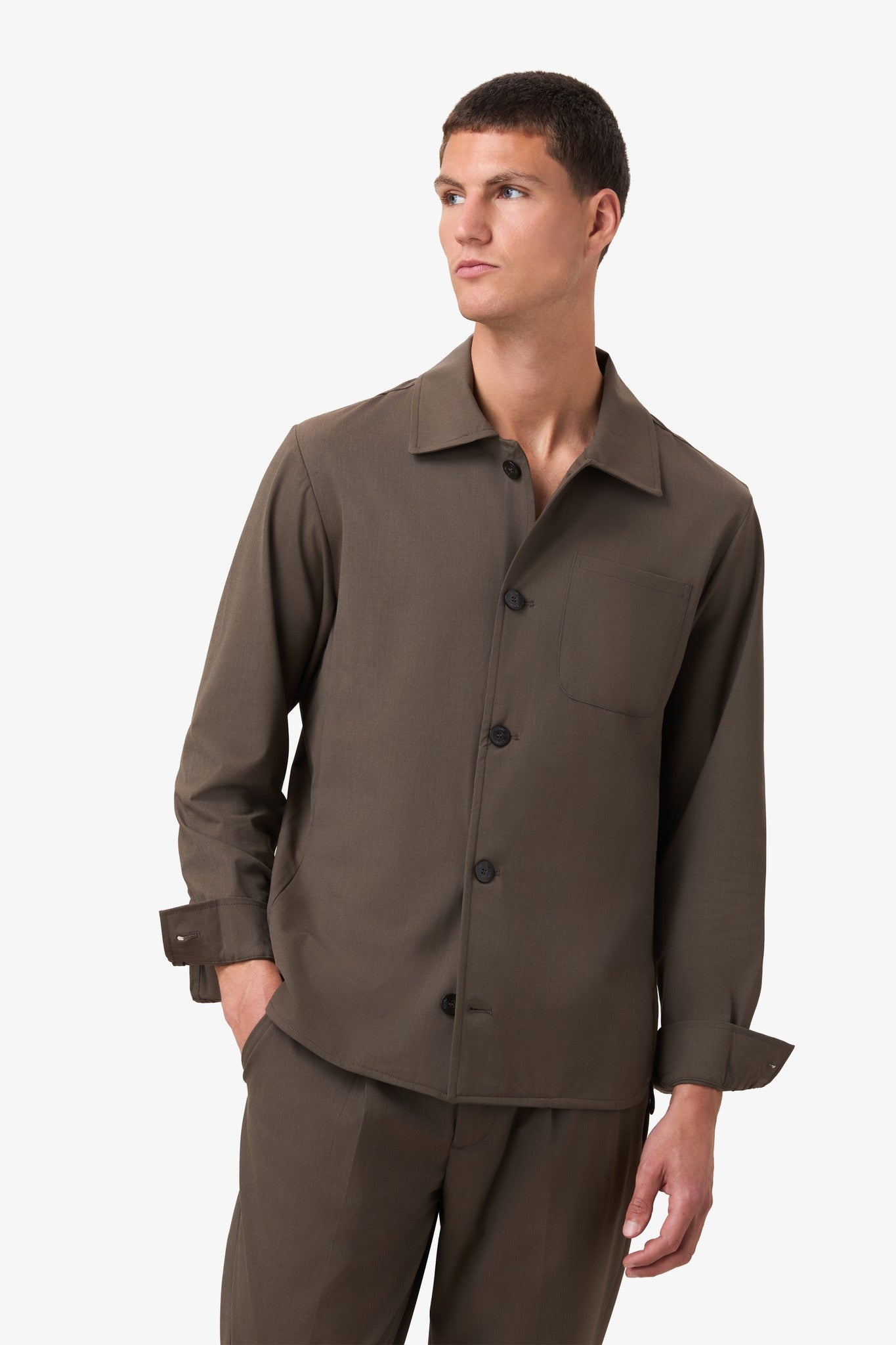 Cilini Wool button jacket Dark Taupe