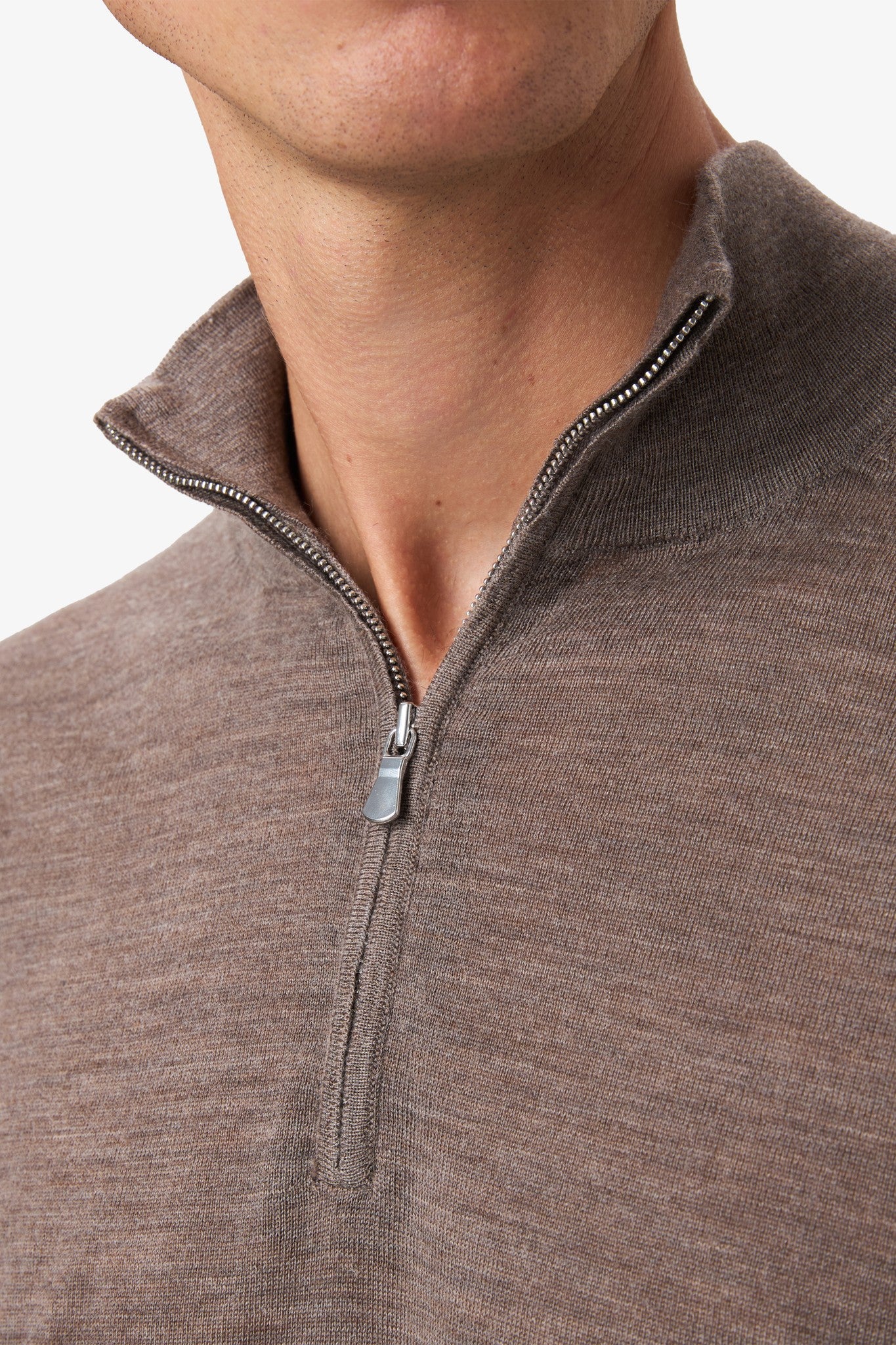 Half Quarter Zip Mud 10%Cashmere 90%Merinowool