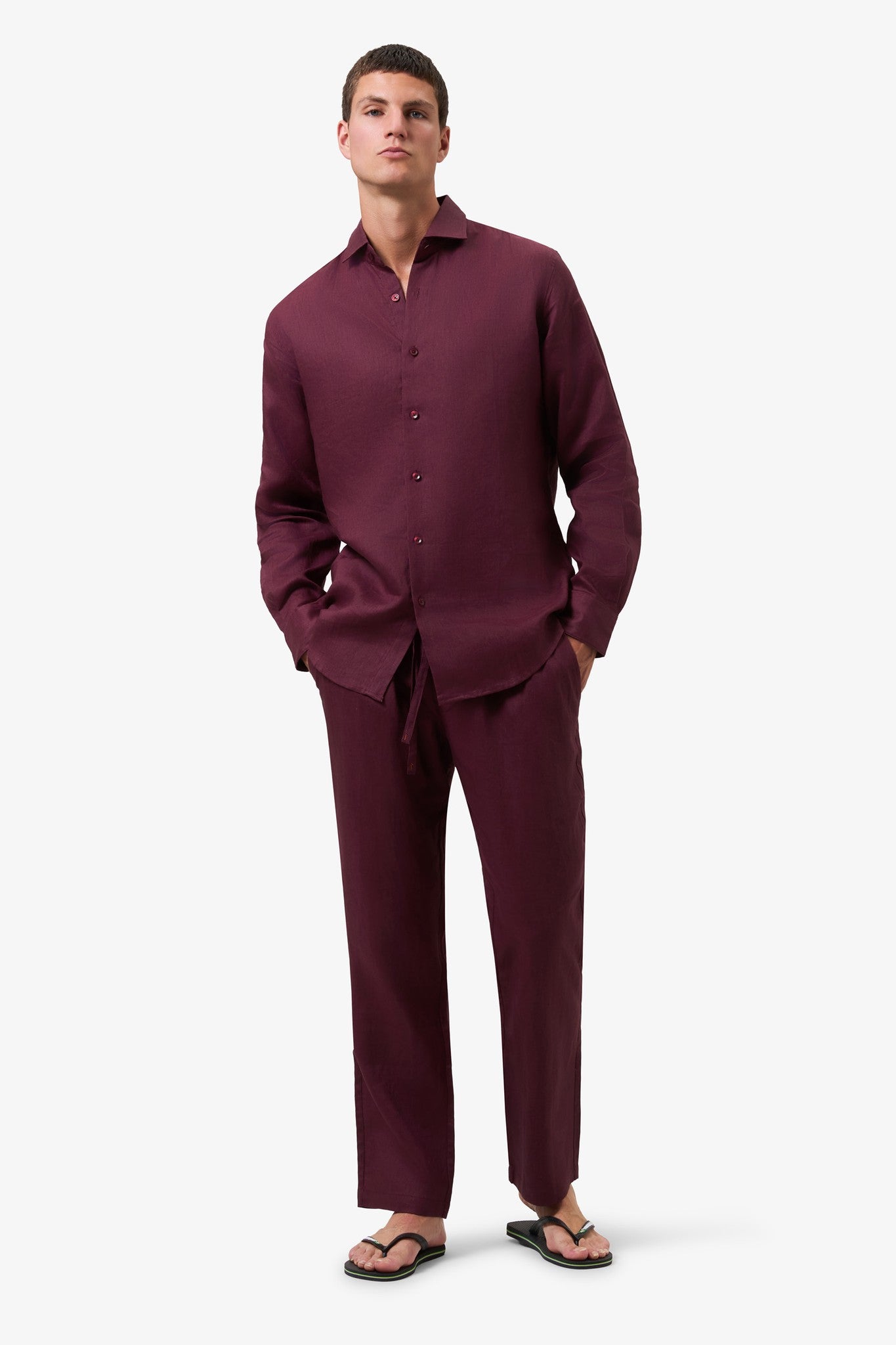 Woven 100% Linen Trouser Grape Purple