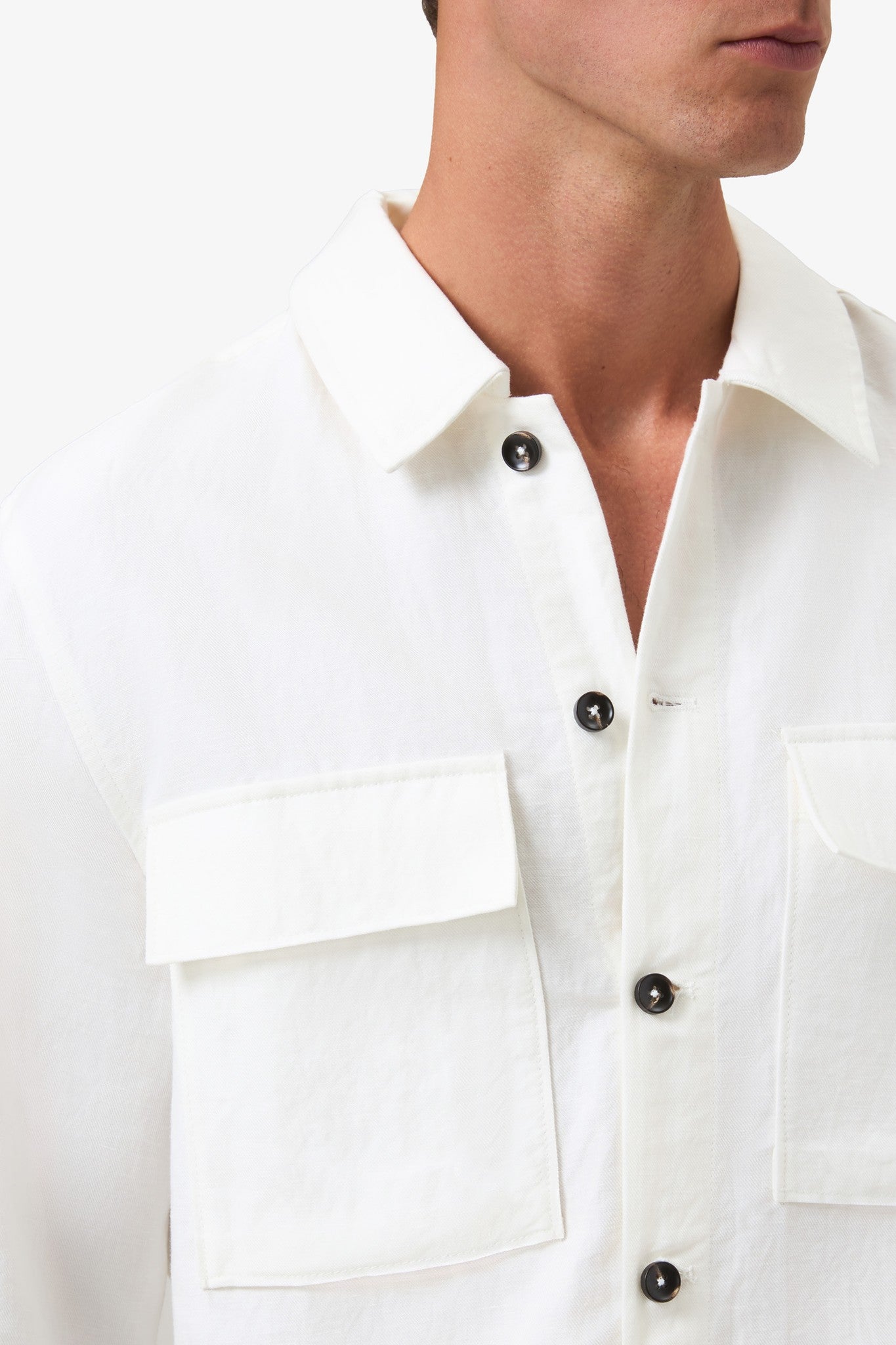 Woven Linen Pocket Jacket White