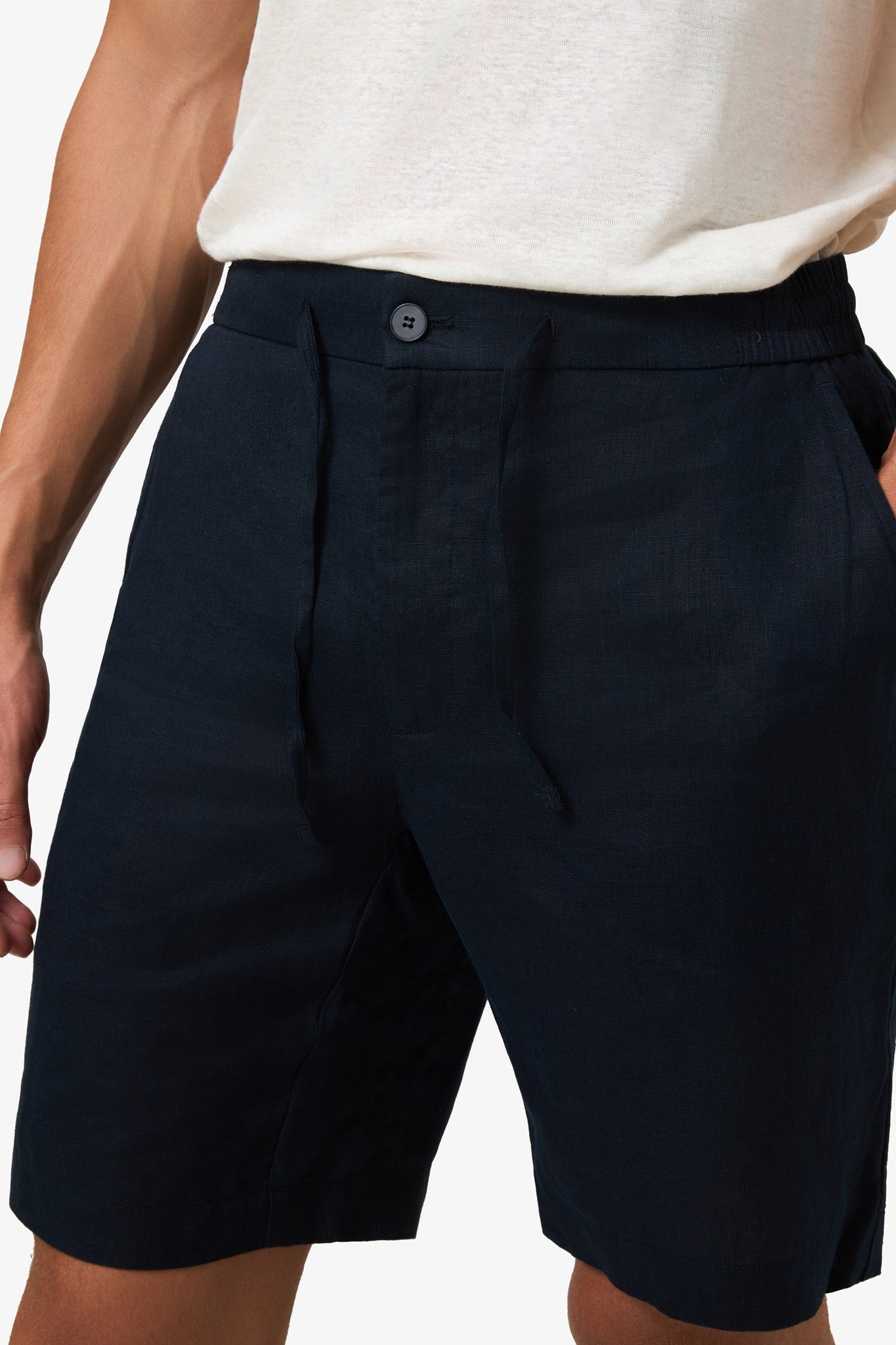 Woven Linen Shorts Dark Navy