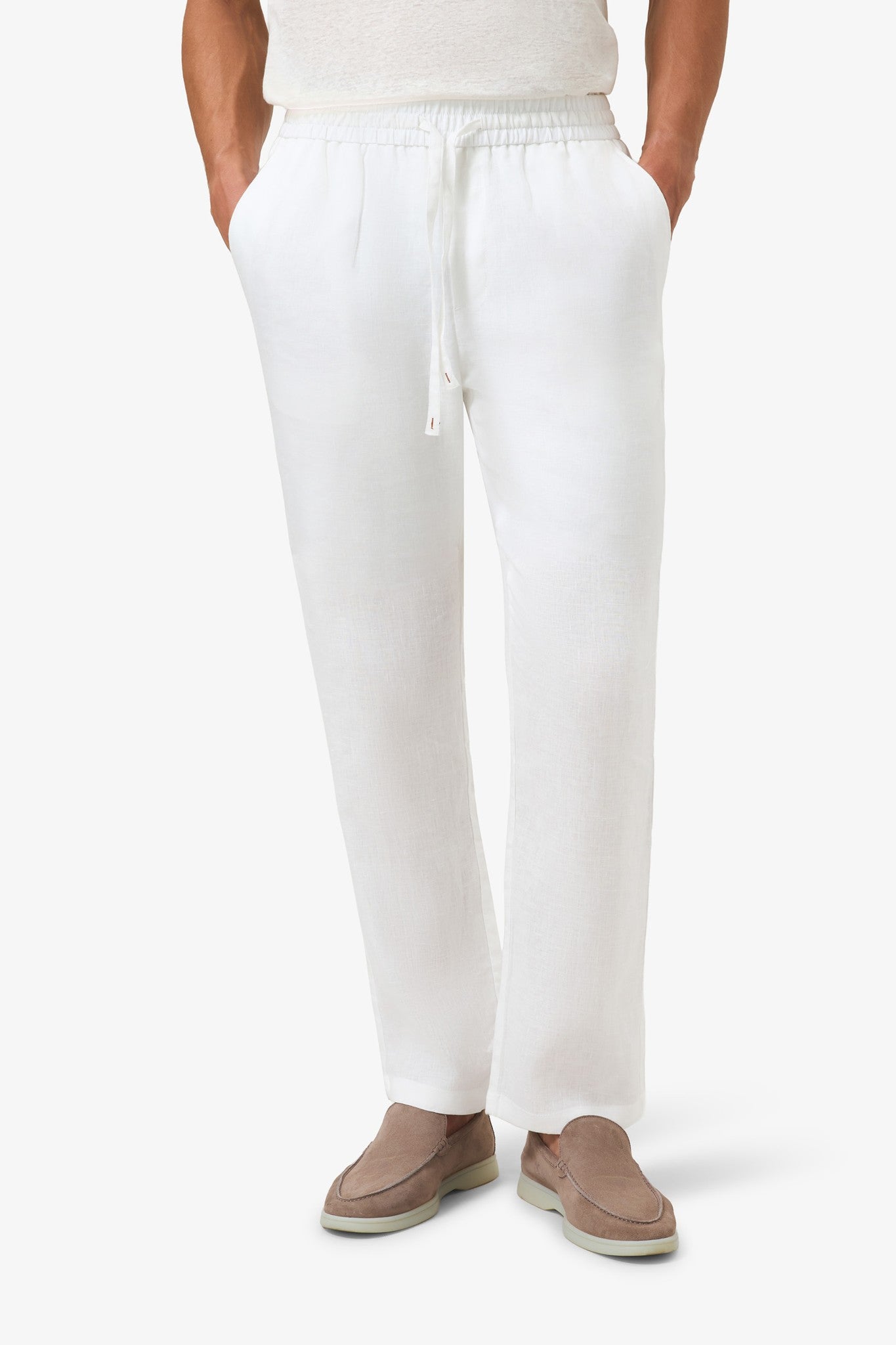 Woven 100% Linen Trouser White