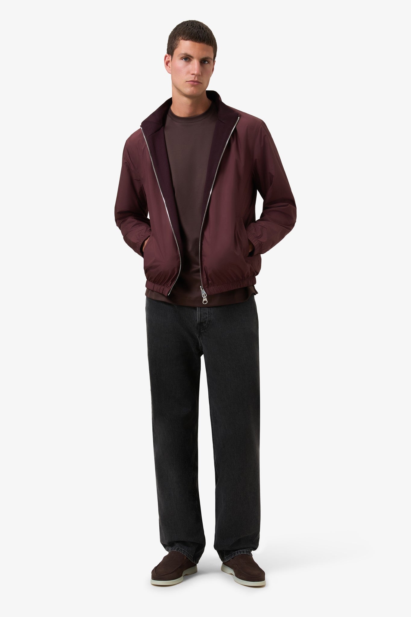 Reversible Stand-Up Collar Jacket Burgundy