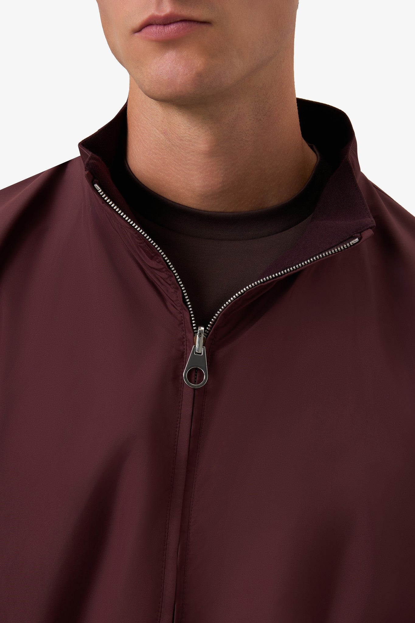 Reversible Stand-Up Collar Jacket Burgundy