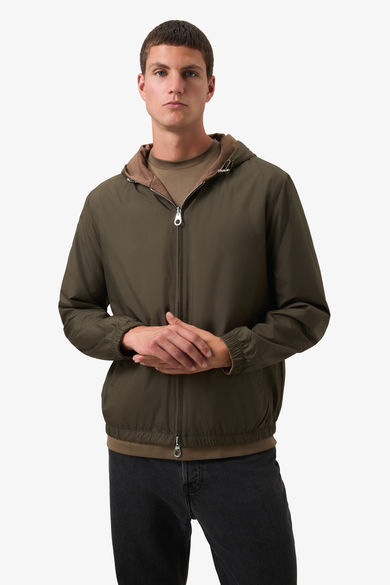 Reversible Hooded Jacket Khaki
