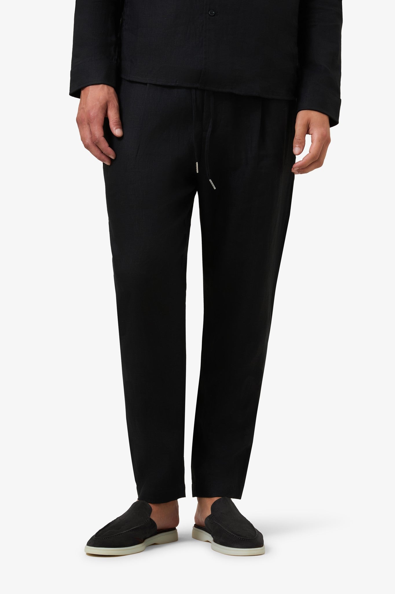 Woven Linen Trouser Black