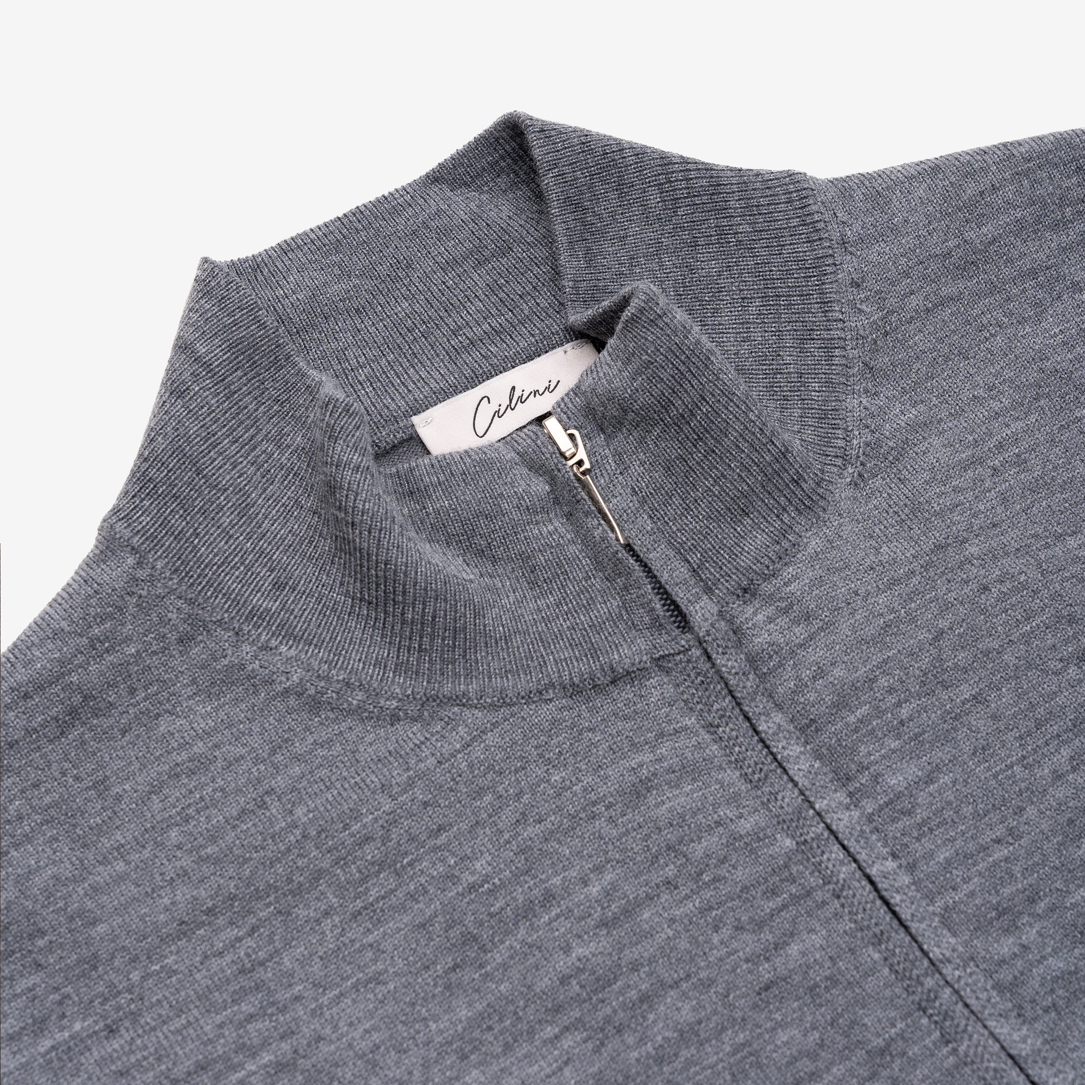 Wool Zip Vest - Dark Grey