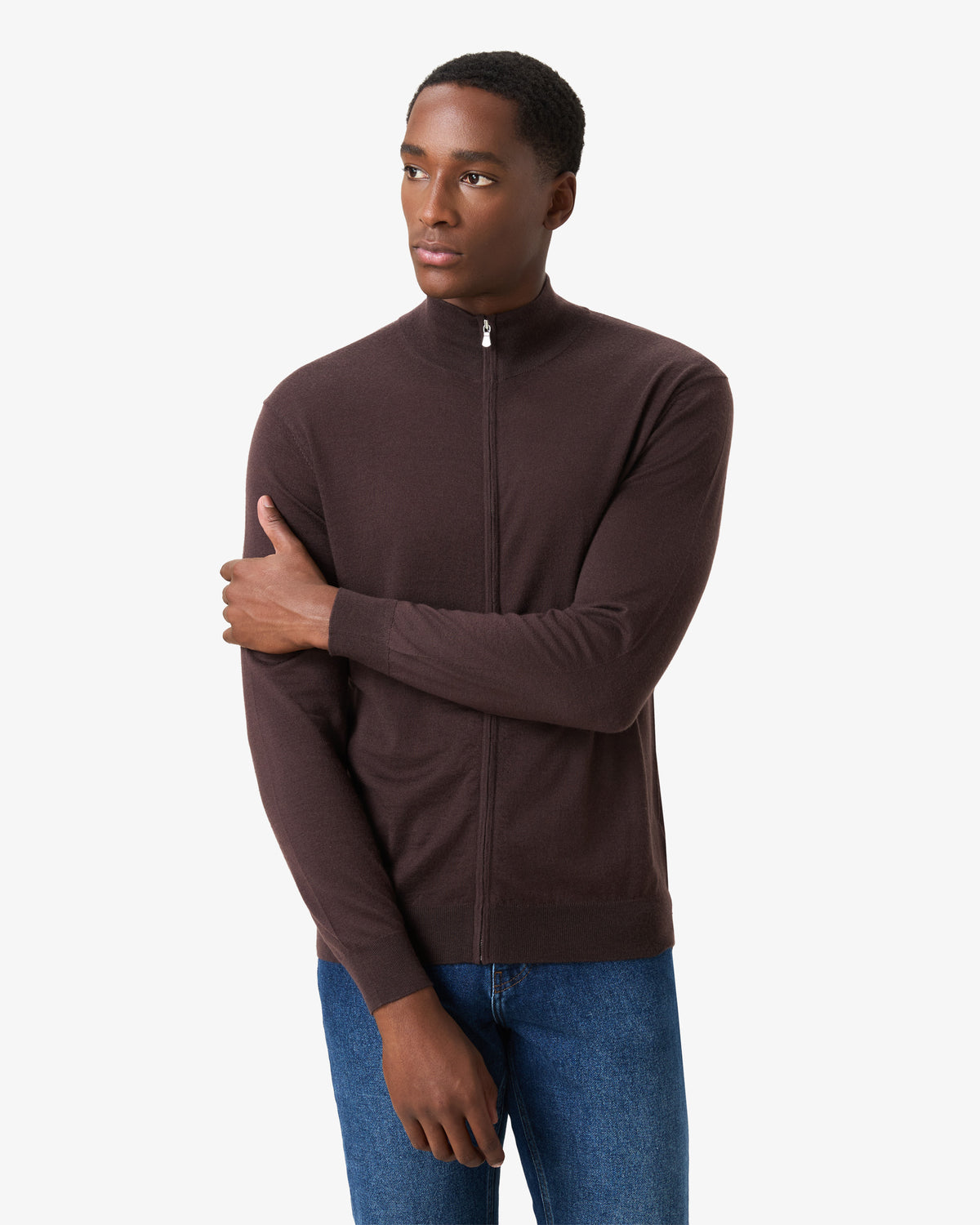 Cashmere Wool Full Zip Vest - Cappuccino