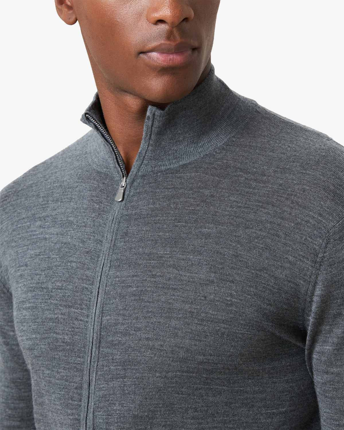 Cashmere Wool Full Zip Vest - Dark Grey