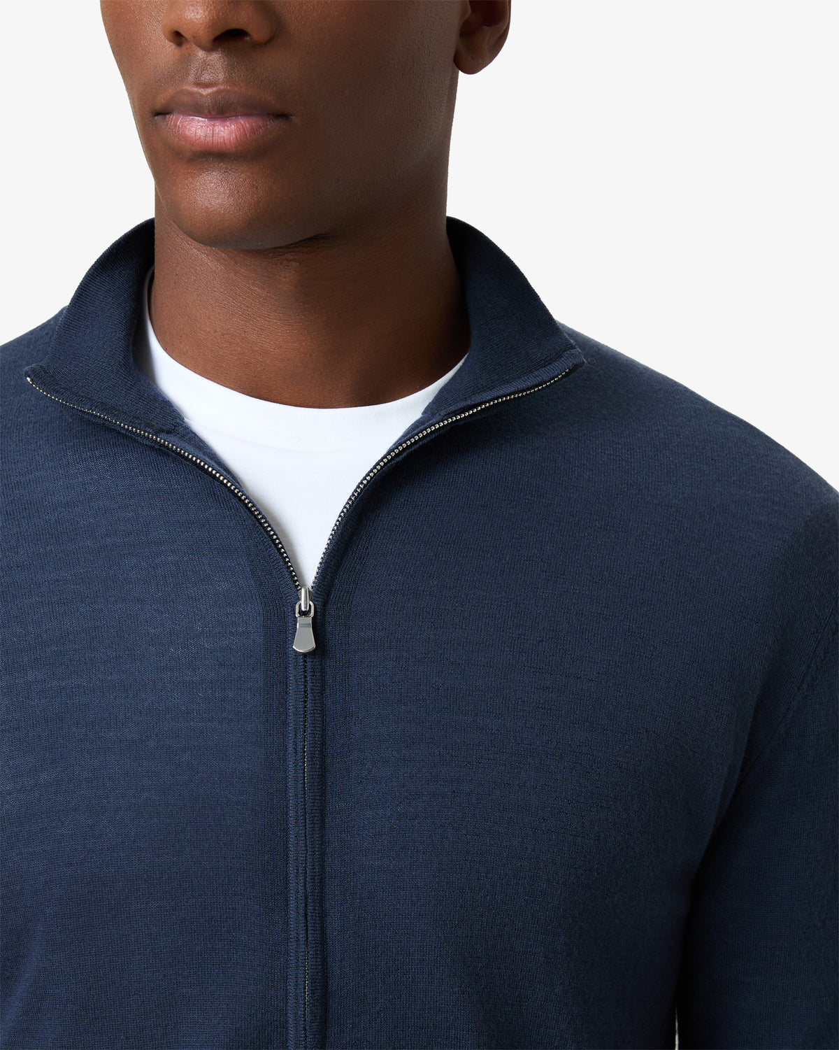 Cashmere Wool Full Zip Vest - Heron