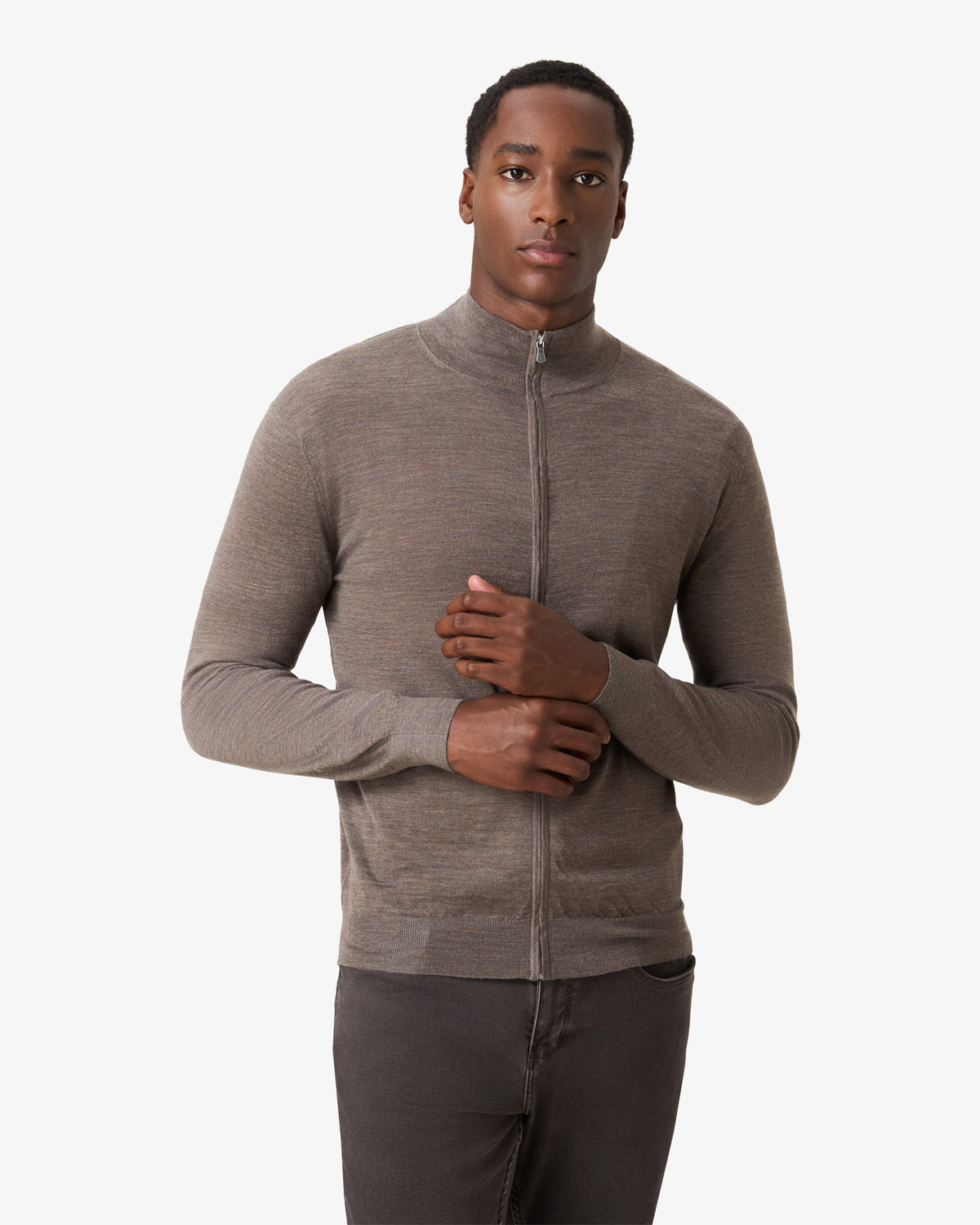 Cashmere Wool Full Zip Vest - Soil