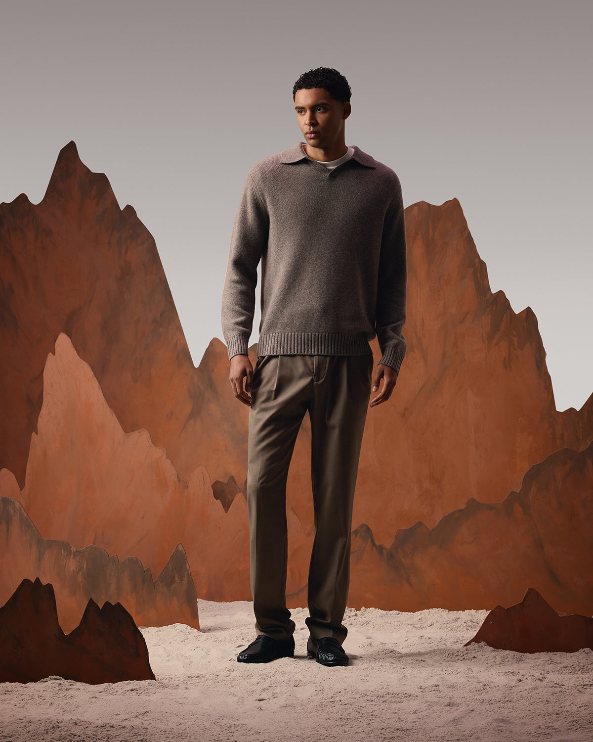 Cashmere Wool V Neck Sweater - Vapor