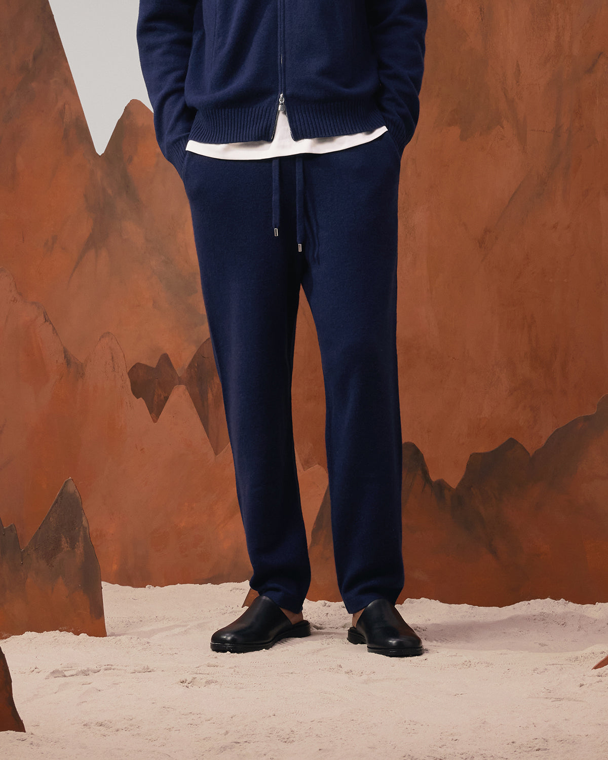 Lambs Wool Tracksuit Pants - Dark Navy