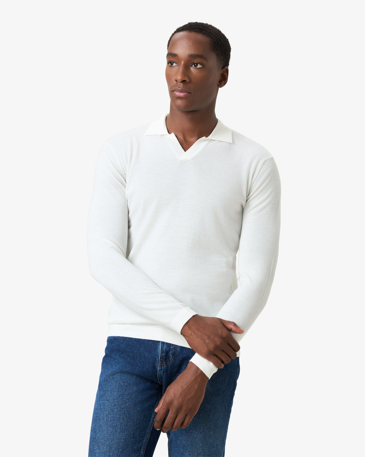 Merino Wool Polo Shirt - Vanilla White