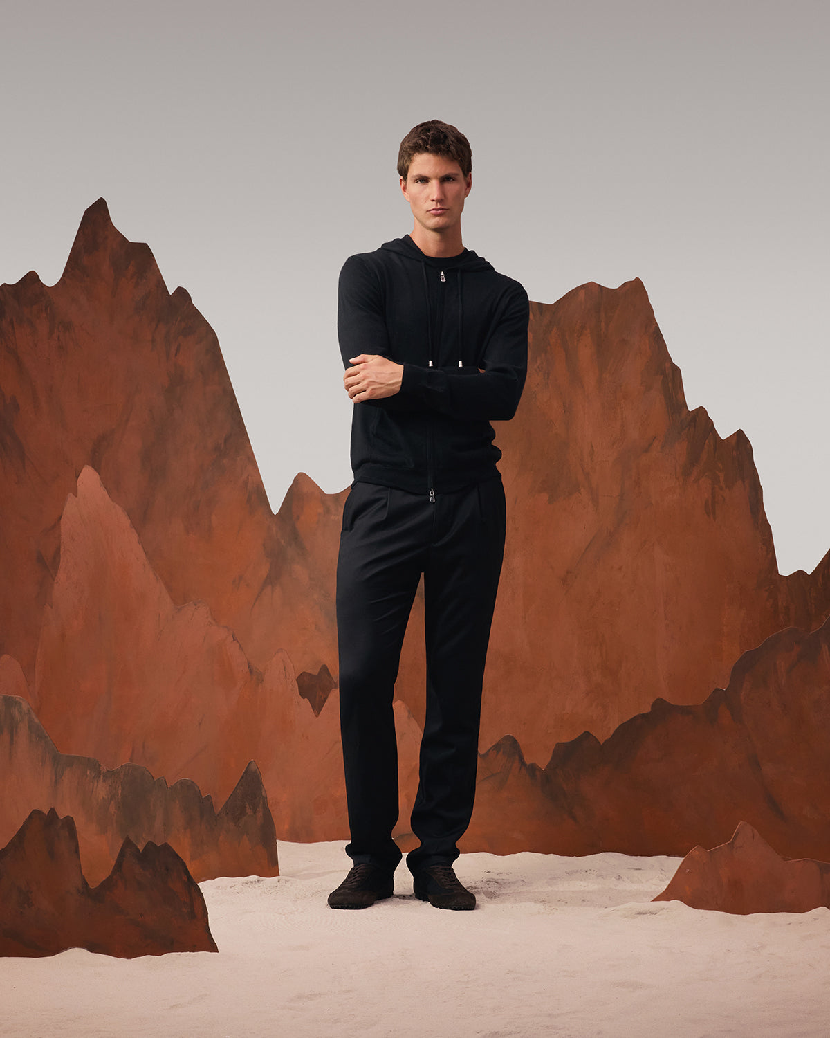 Merino Wool Hooded Zip Vest - Ink Black
