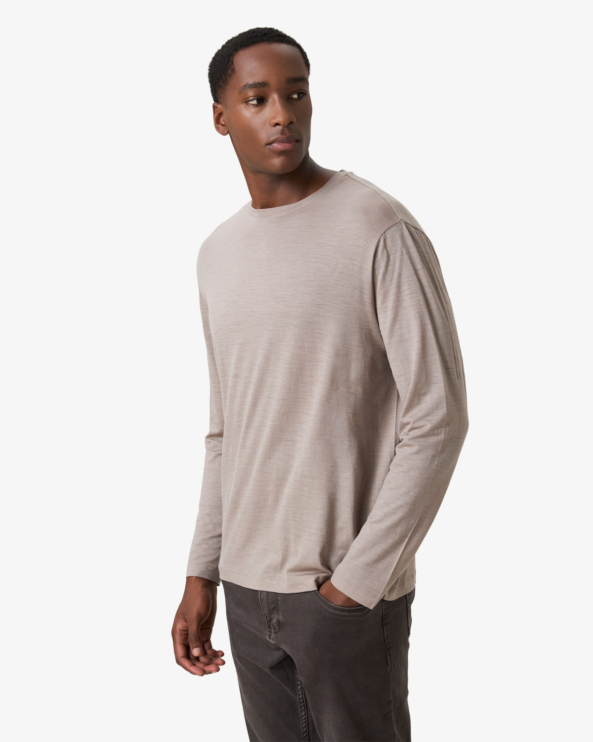 Wool Longsleeve T-shirt - Khaki Grey